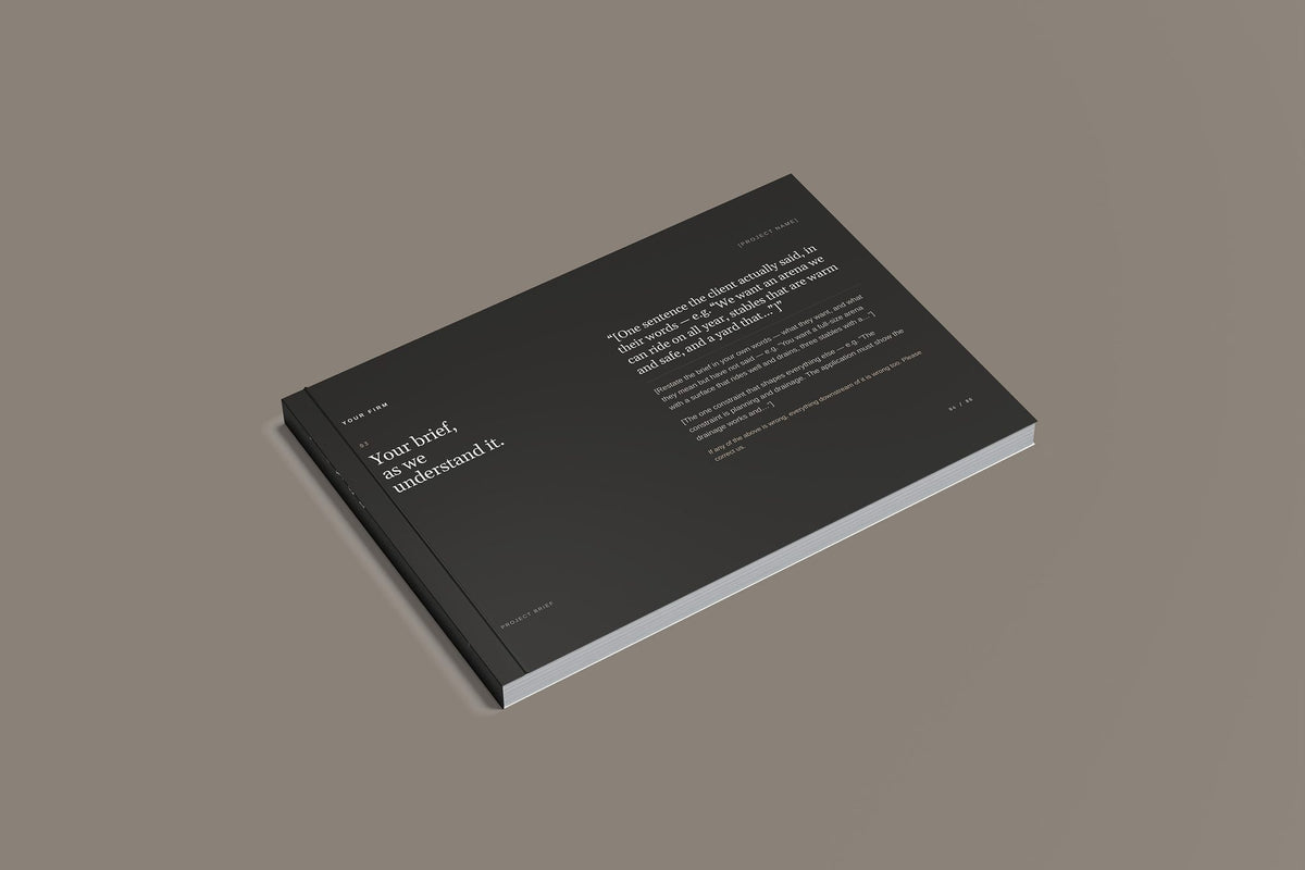 Equestrian Arenas and Stables Client Package, Standard colourway, closed magazine mockup
