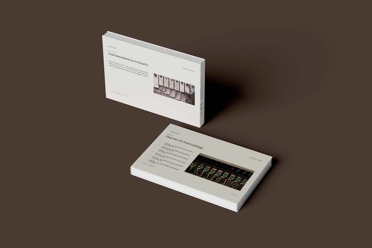 EV Charging Client Package, Oat colourway, floating books mockup