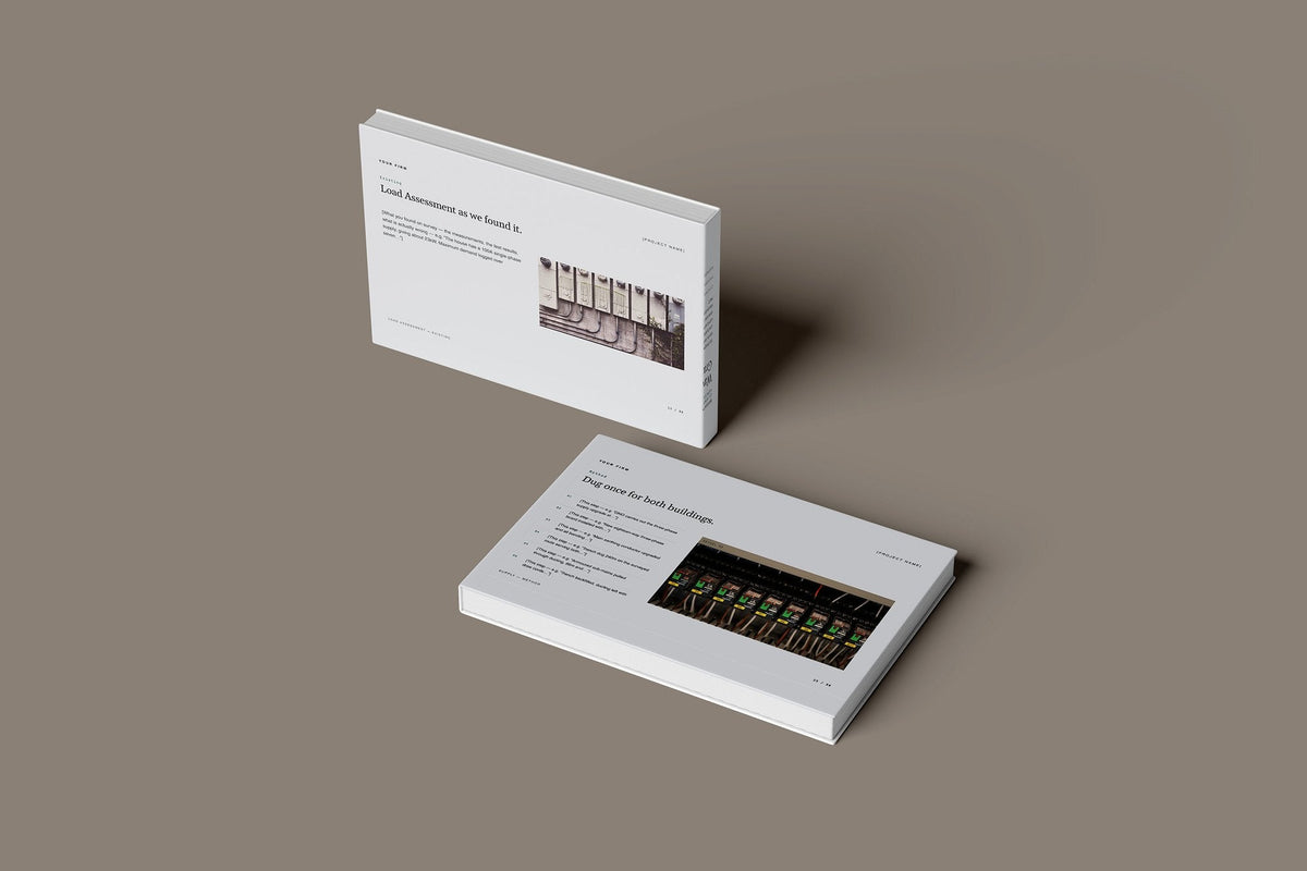 EV Charging Client Package, Slate colourway, floating books mockup