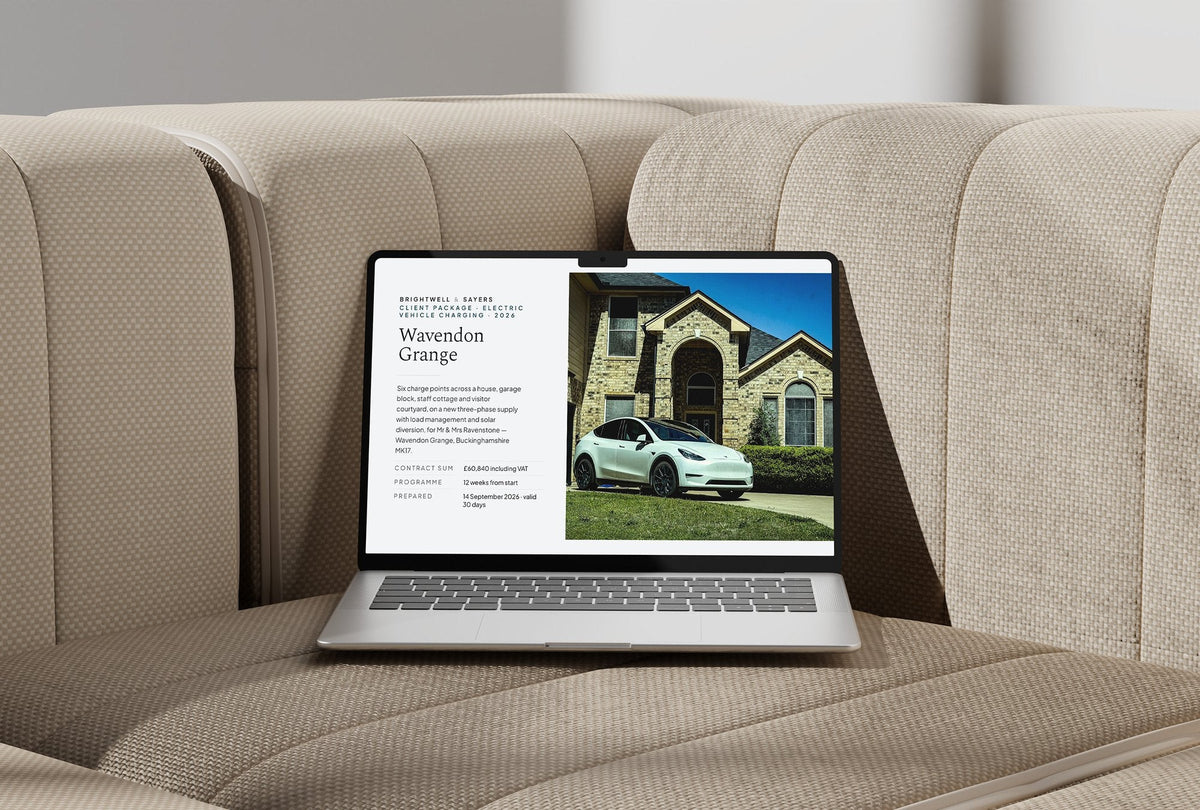 EV Charging Client Package, Slate colourway, laptop screen mockup