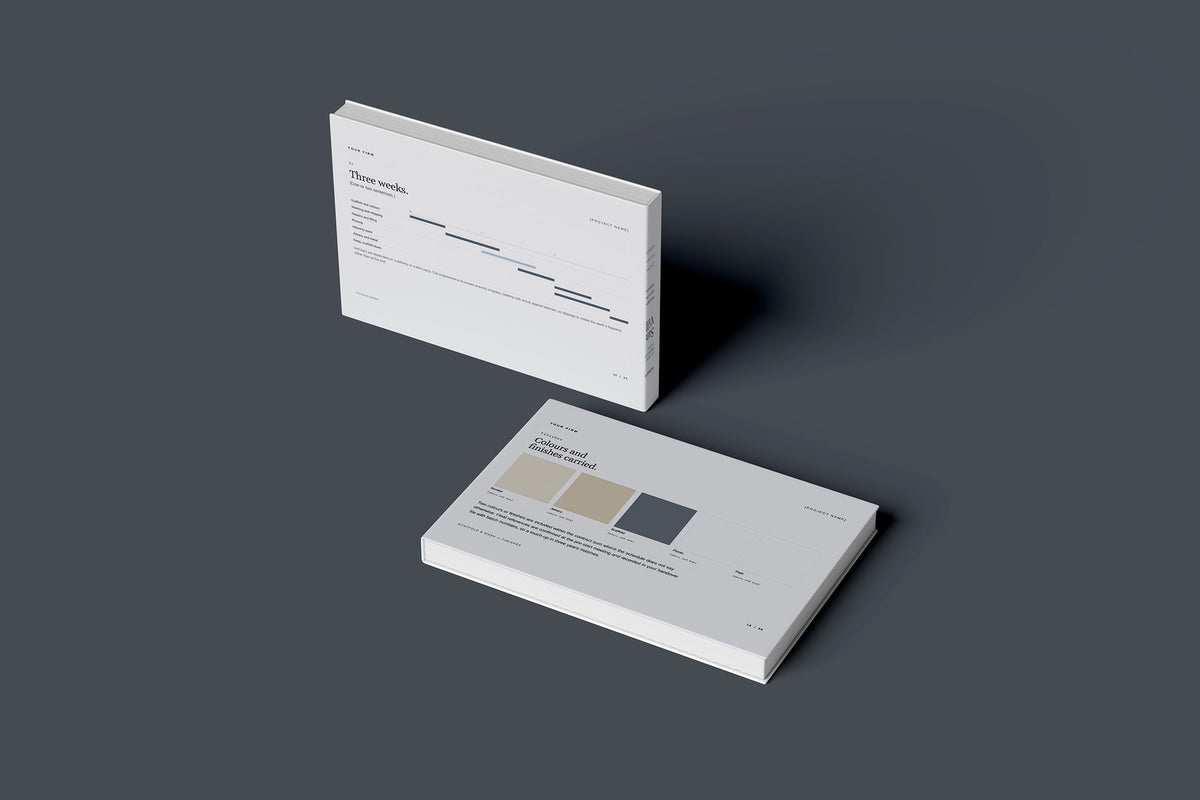 Exterior Painter Client Package, Slate colourway, floating books mockup
