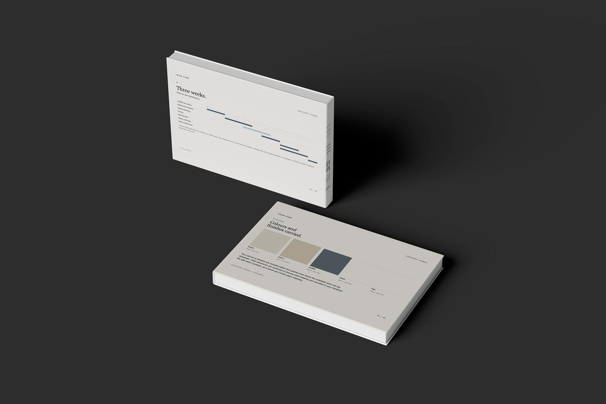 Exterior Painter Client Package, Standard colourway, floating books mockup