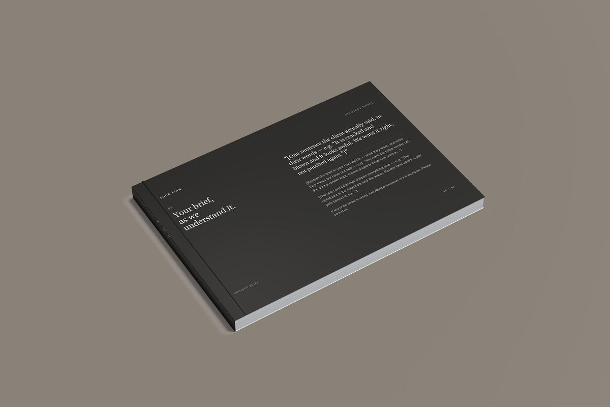 External Rendering Client Package, Standard colourway, closed magazine mockup