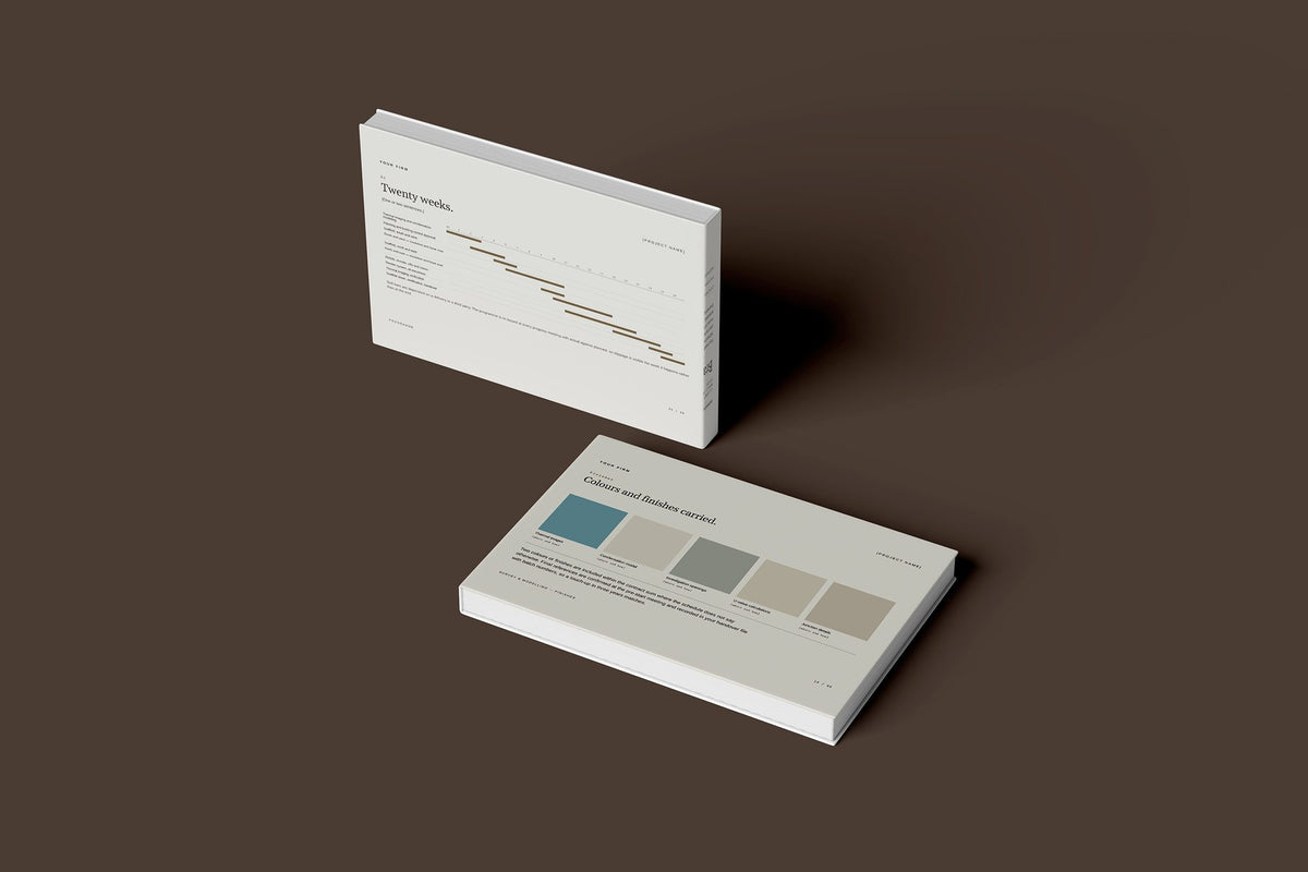 External Wall Insulation Client Package, Oat colourway, floating books mockup