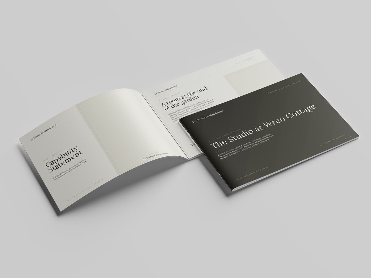 Garden Room Builder Project Pack in PowerPoint, printed and open at the first pages