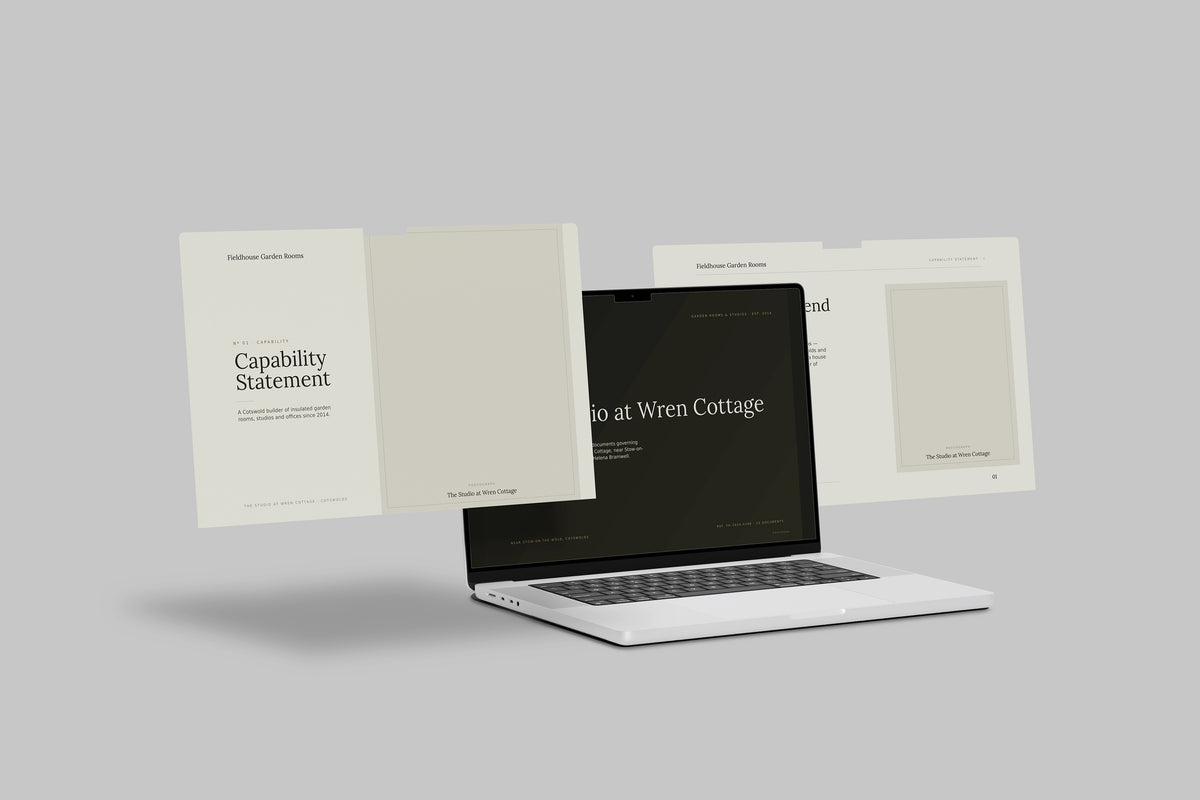 Garden Room Builder Project Pack in PowerPoint, shown on laptop screens