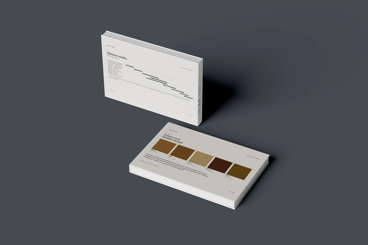 Fitted Wardrobes Client Package, Standard colourway, floating books mockup