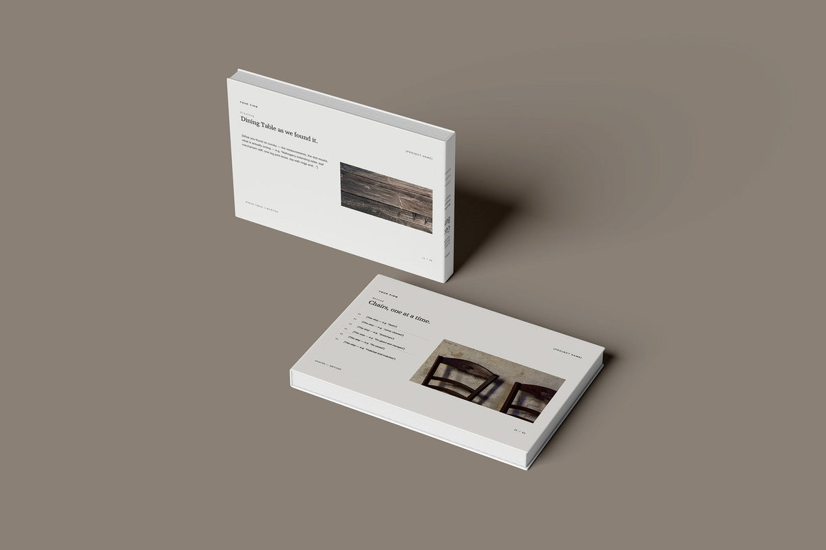 French Polishing and Furniture Restoration Client Package, Ivory colourway, floating books mockup