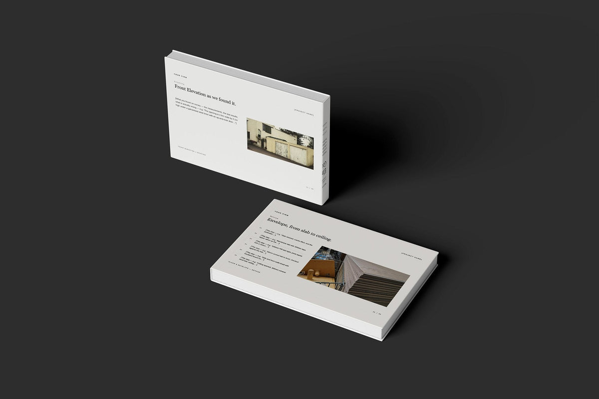 Garage Conversion Client Package, Ivory colourway, floating books mockup
