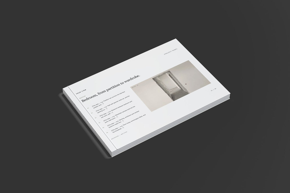 Garage Conversion Client Package, Slate colourway, closed magazine mockup