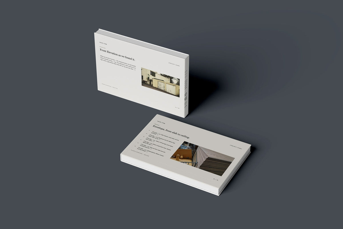Garage Conversion Client Package, Standard colourway, floating books mockup