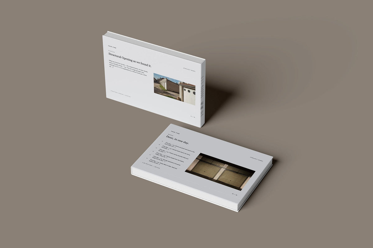 Garage Doors Client Package, Slate colourway, floating books mockup