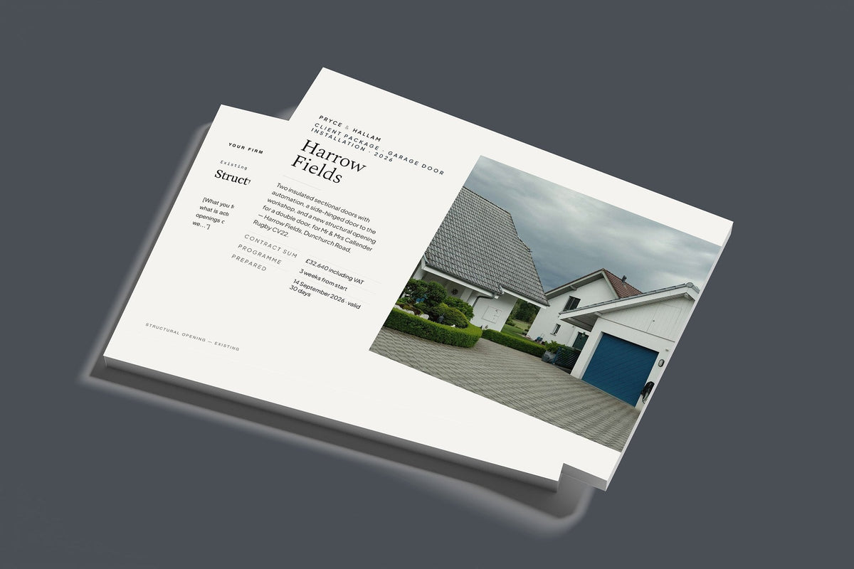 Garage Doors Client Package, Standard colourway, stacked books mockup