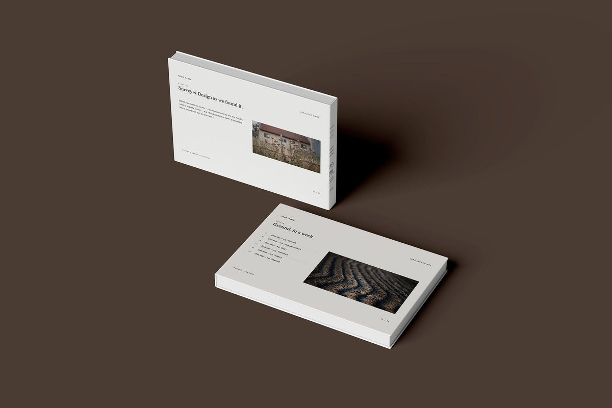 Garden Design and Planting Client Package, Ivory colourway, floating books mockup