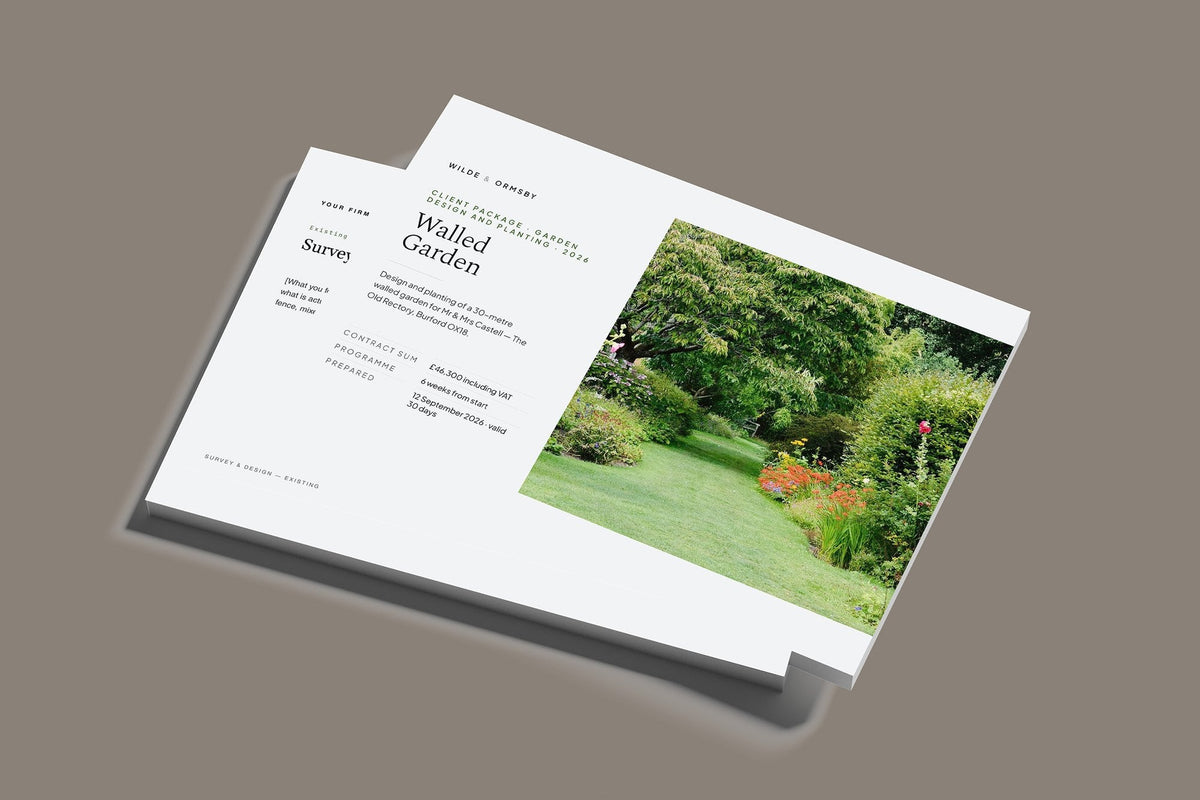 Garden Design and Planting Client Package, Slate colourway, stacked books mockup
