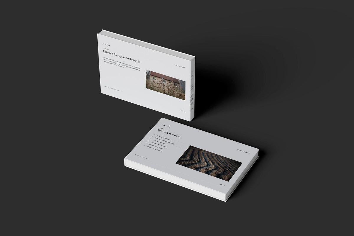 Garden Design and Planting Client Package, Slate colourway, floating books mockup