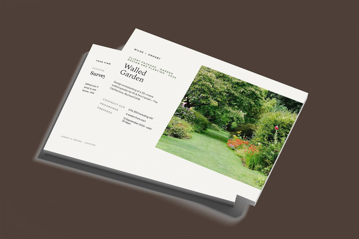 Garden Design and Planting Client Package, Standard colourway, stacked books mockup