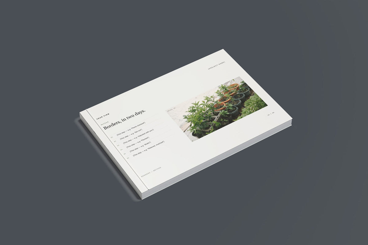 Garden Design and Planting Client Package, Standard colourway, closed magazine mockup