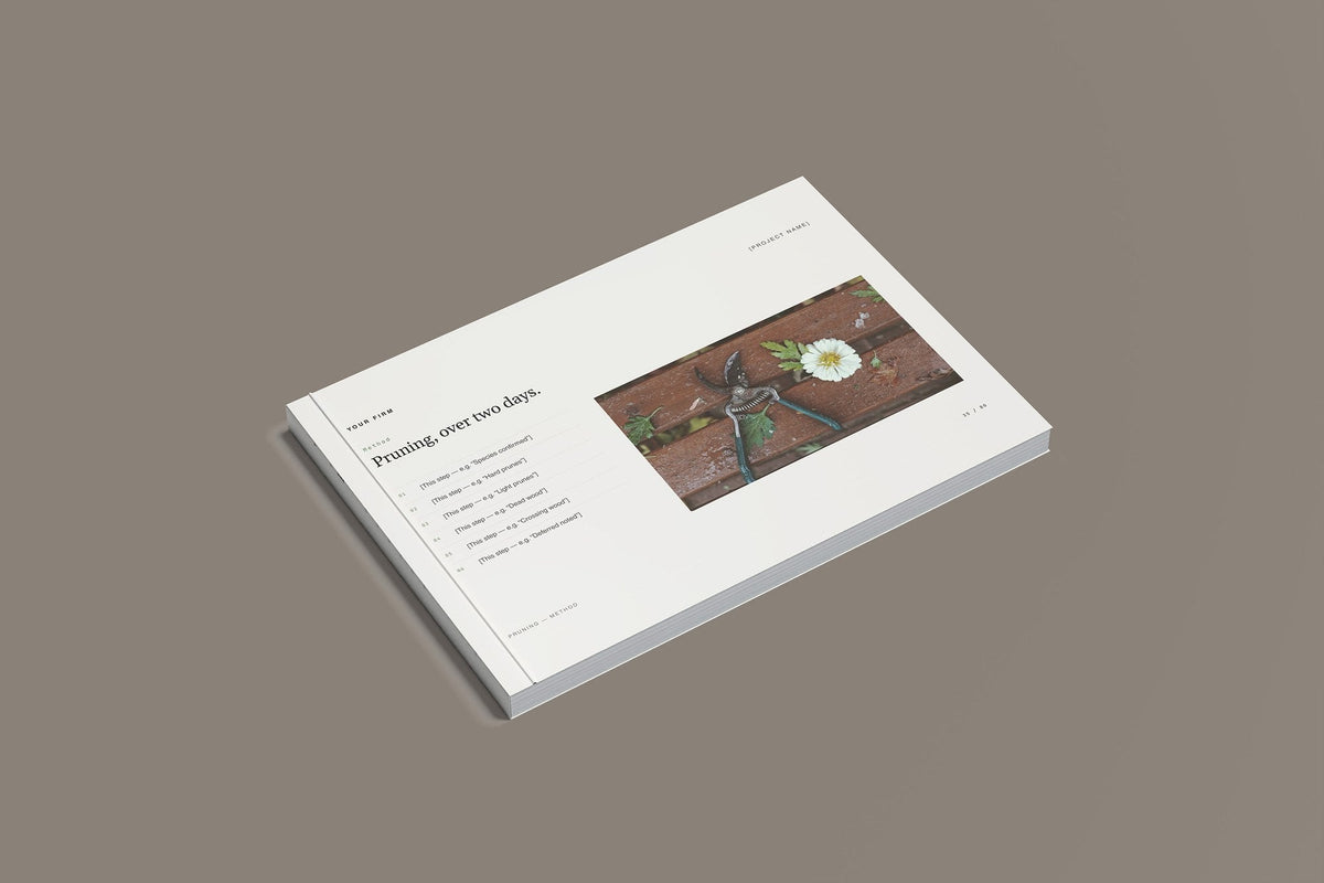 Garden Maintenance Client Package, Standard colourway, closed magazine mockup