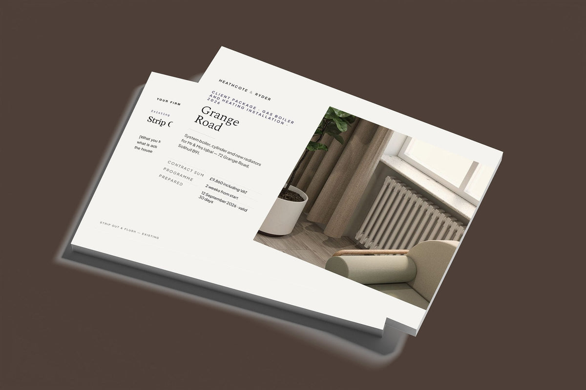 Gas Boiler and Heating Client Package, Standard colourway, stacked books mockup