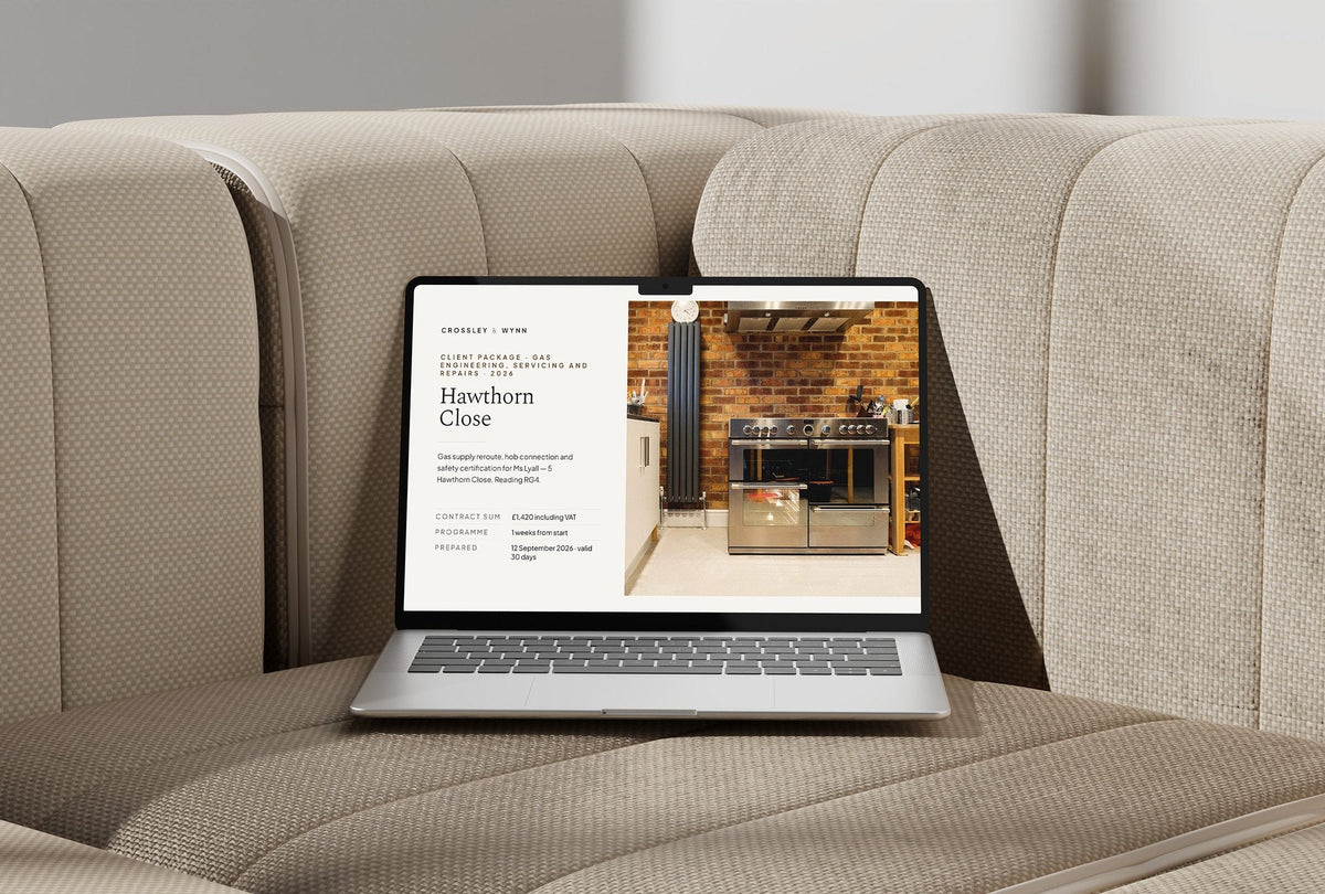 Gas Engineer Client Package, Standard colourway, laptop screen mockup