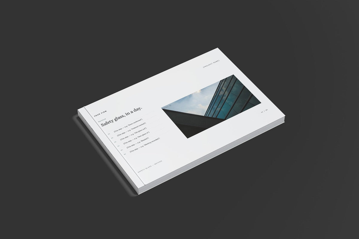 Glazier Client Package, Slate colourway, closed magazine mockup