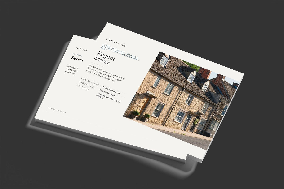 Glazier Client Package, Standard colourway, stacked books mockup