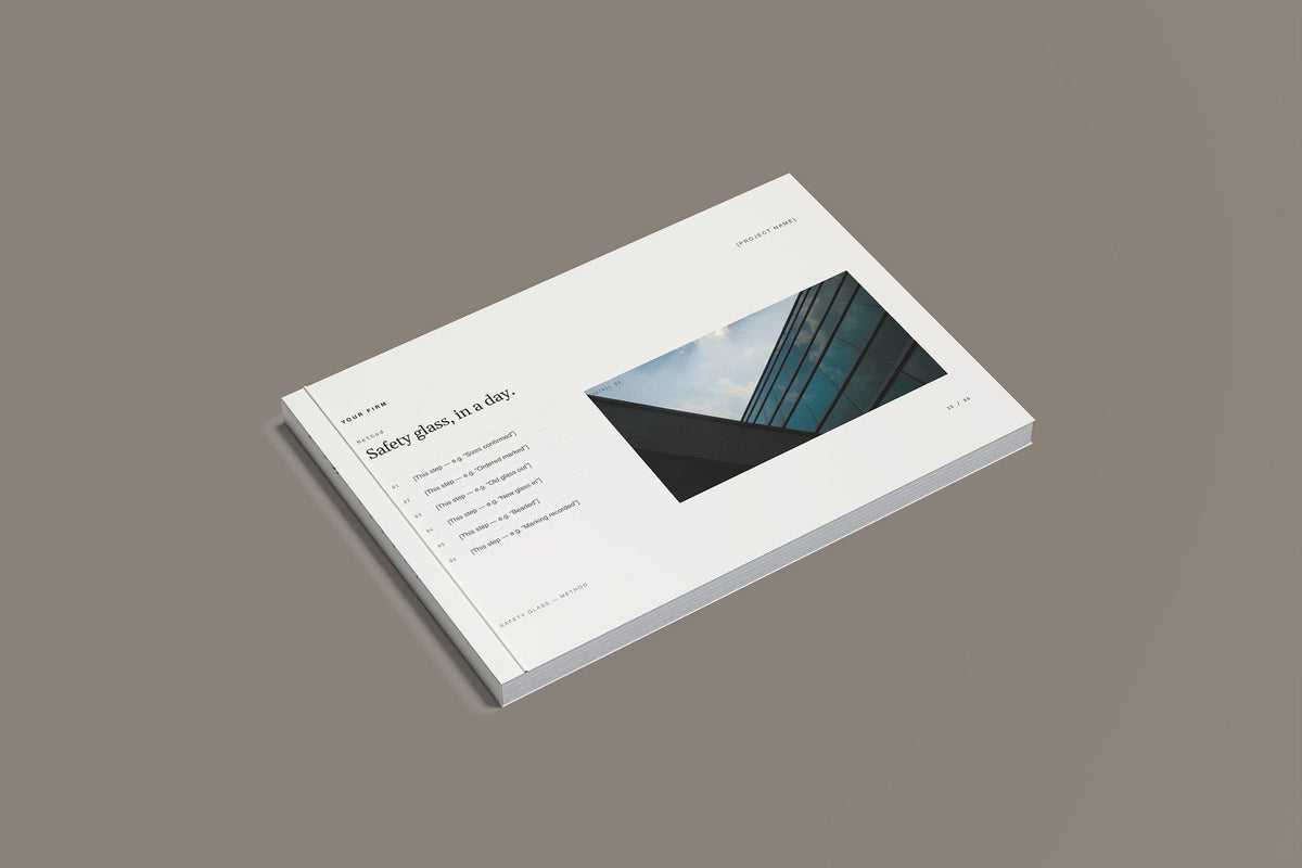 Glazier Client Package, Standard colourway, closed magazine mockup