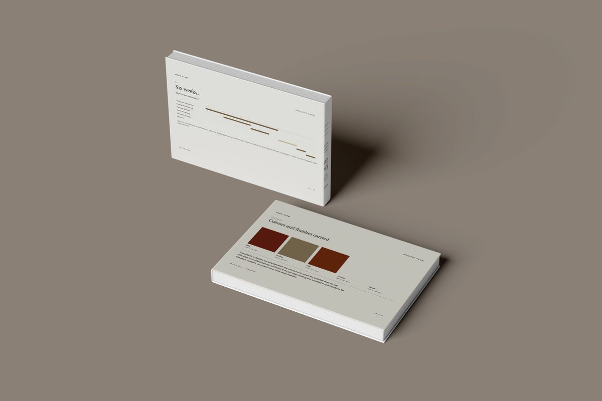 Greenhouse and Glasshouse Client Package, Oat colourway, floating books mockup