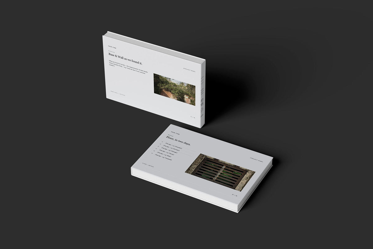 Greenhouse and Glasshouse Client Package, Slate colourway, floating books mockup