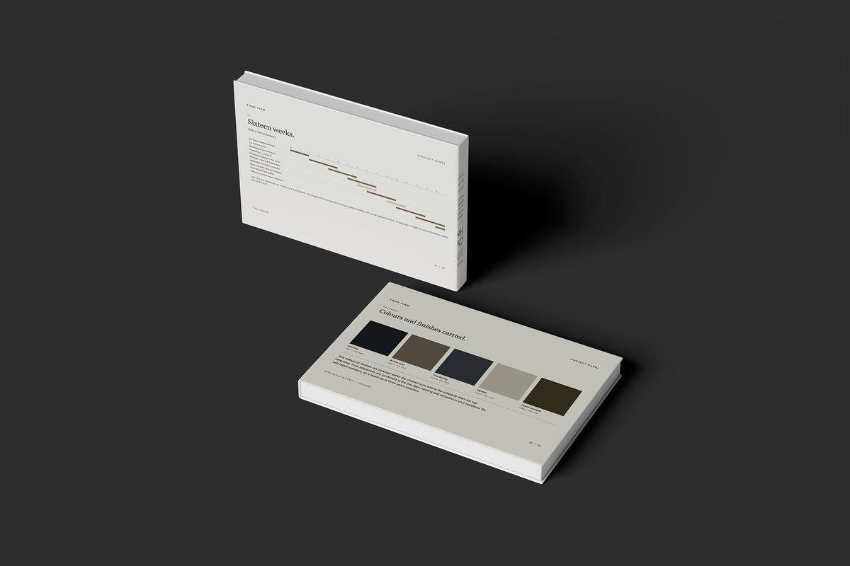 Groundworks Client Package, Oat colourway, floating books mockup