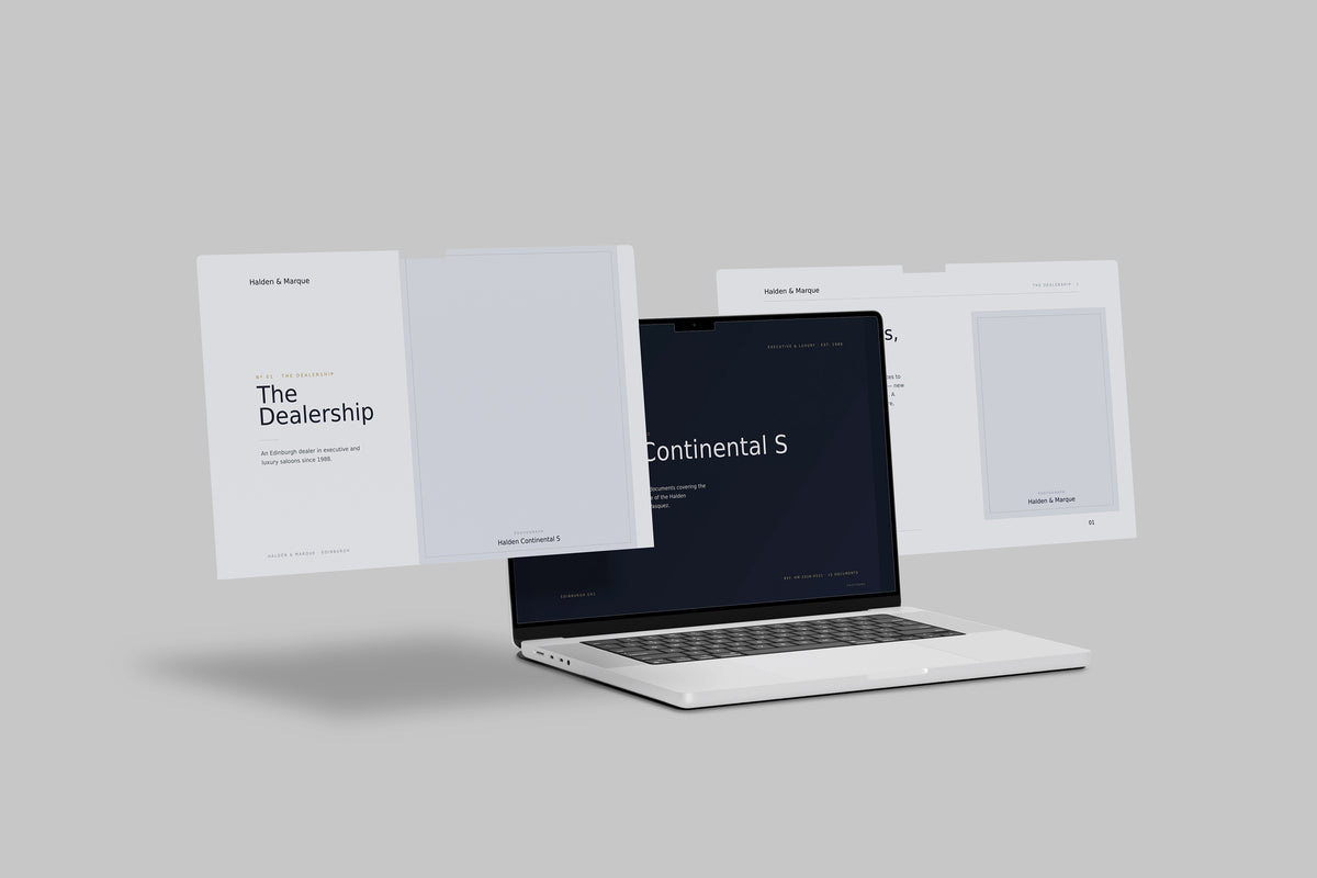 Executive Car Dealer Customer Pack in PowerPoint, shown on laptop screens