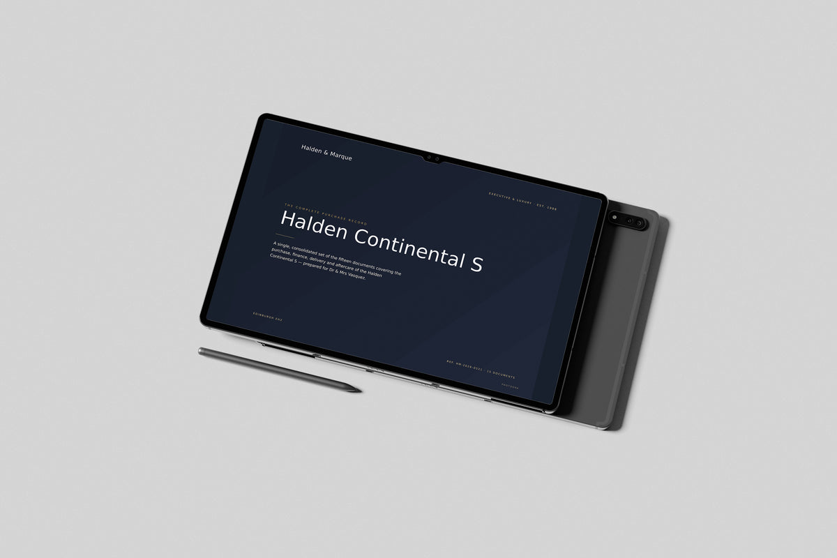 Executive Car Dealer Customer Pack in PowerPoint, shown on a tablet