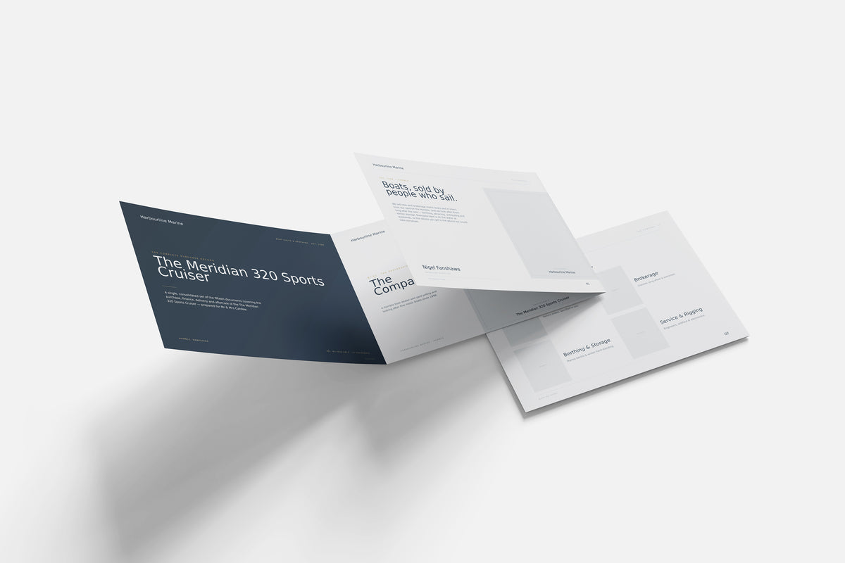 Boat Dealer Customer Pack in PowerPoint, printed documents stacked