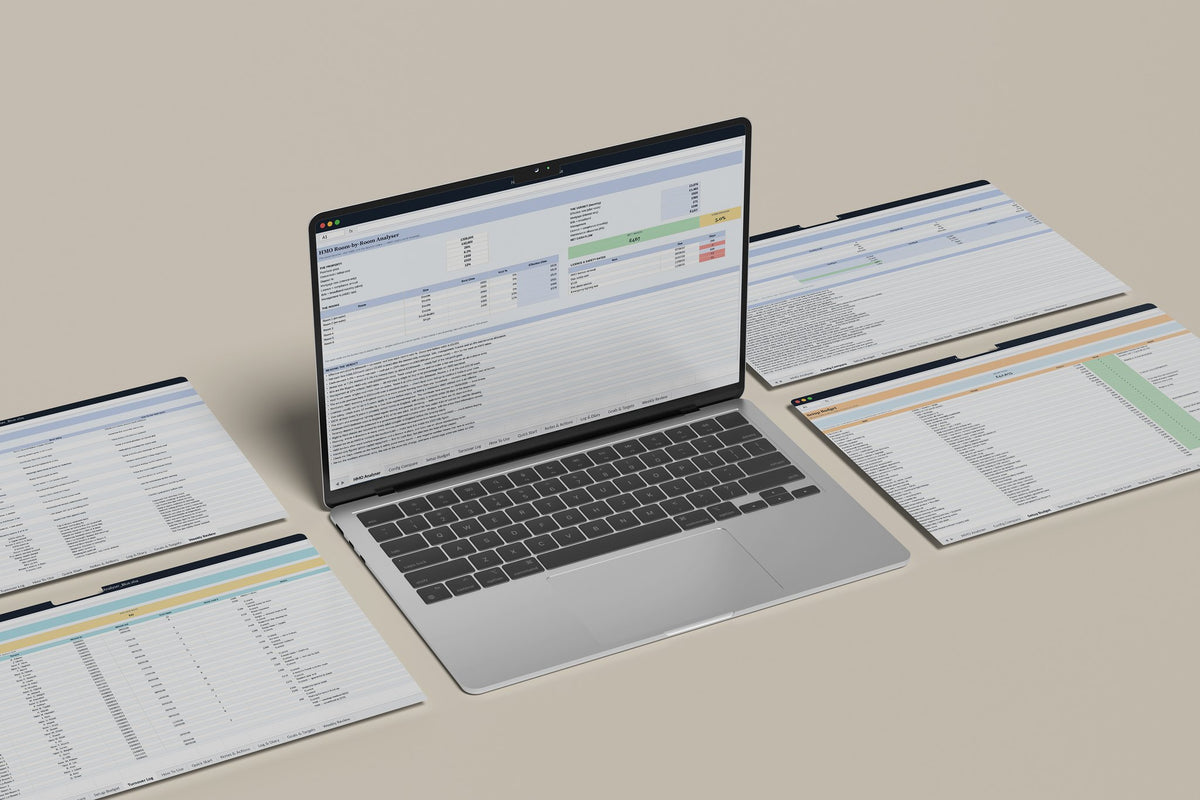 HMO Analyser Excel template, HMO Analyser tab on a laptop screen