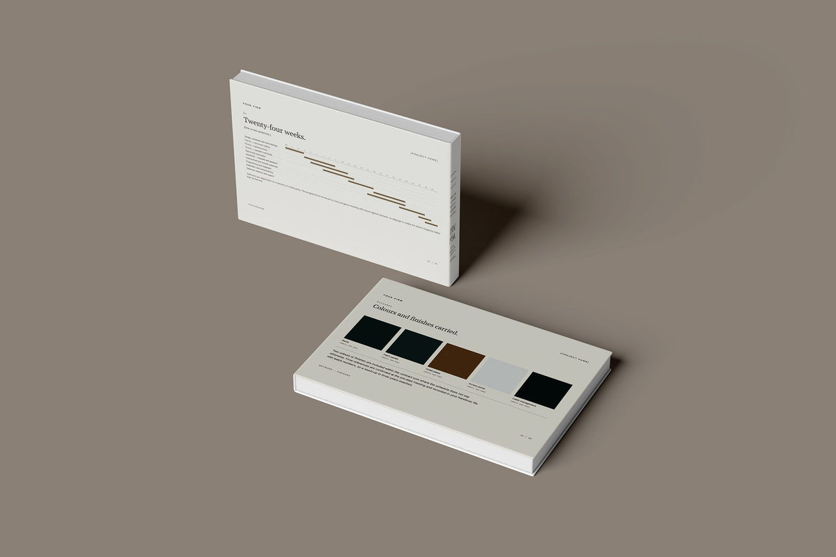 Home Automation Client Package, Oat colourway, floating books mockup