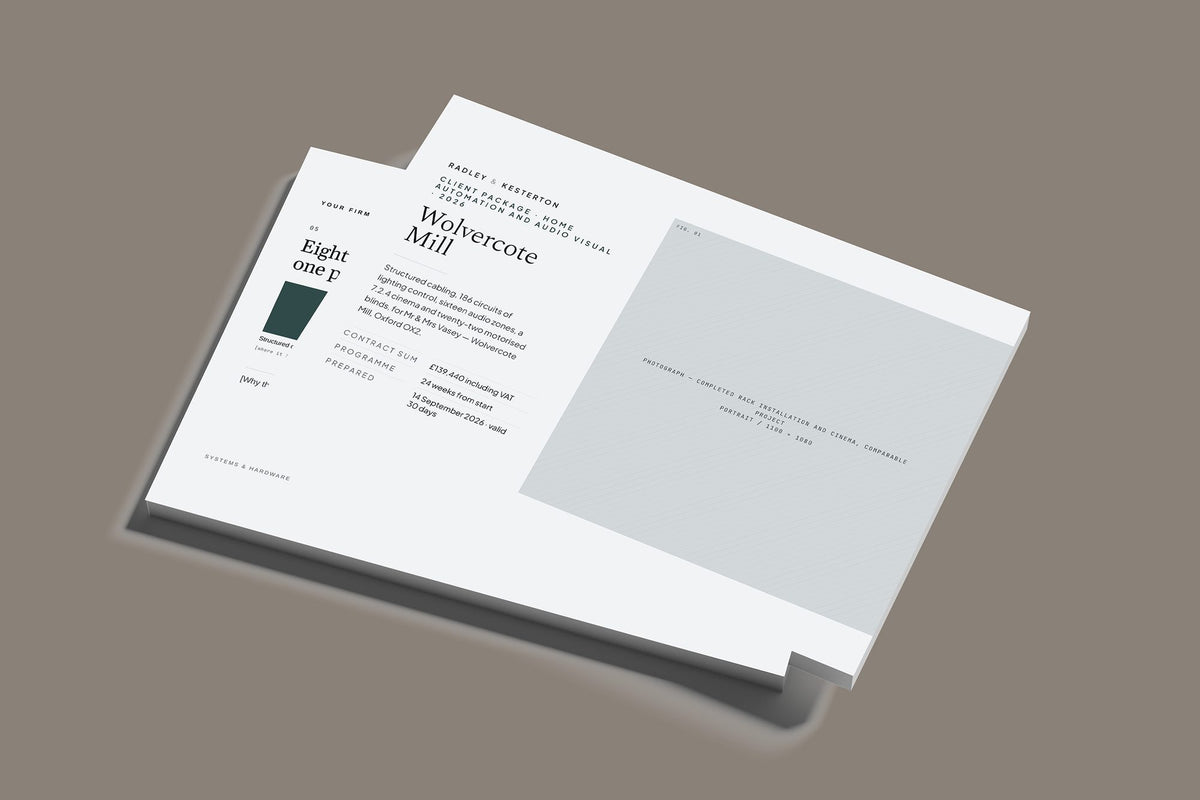 Home Automation Client Package, Slate colourway, stacked books mockup