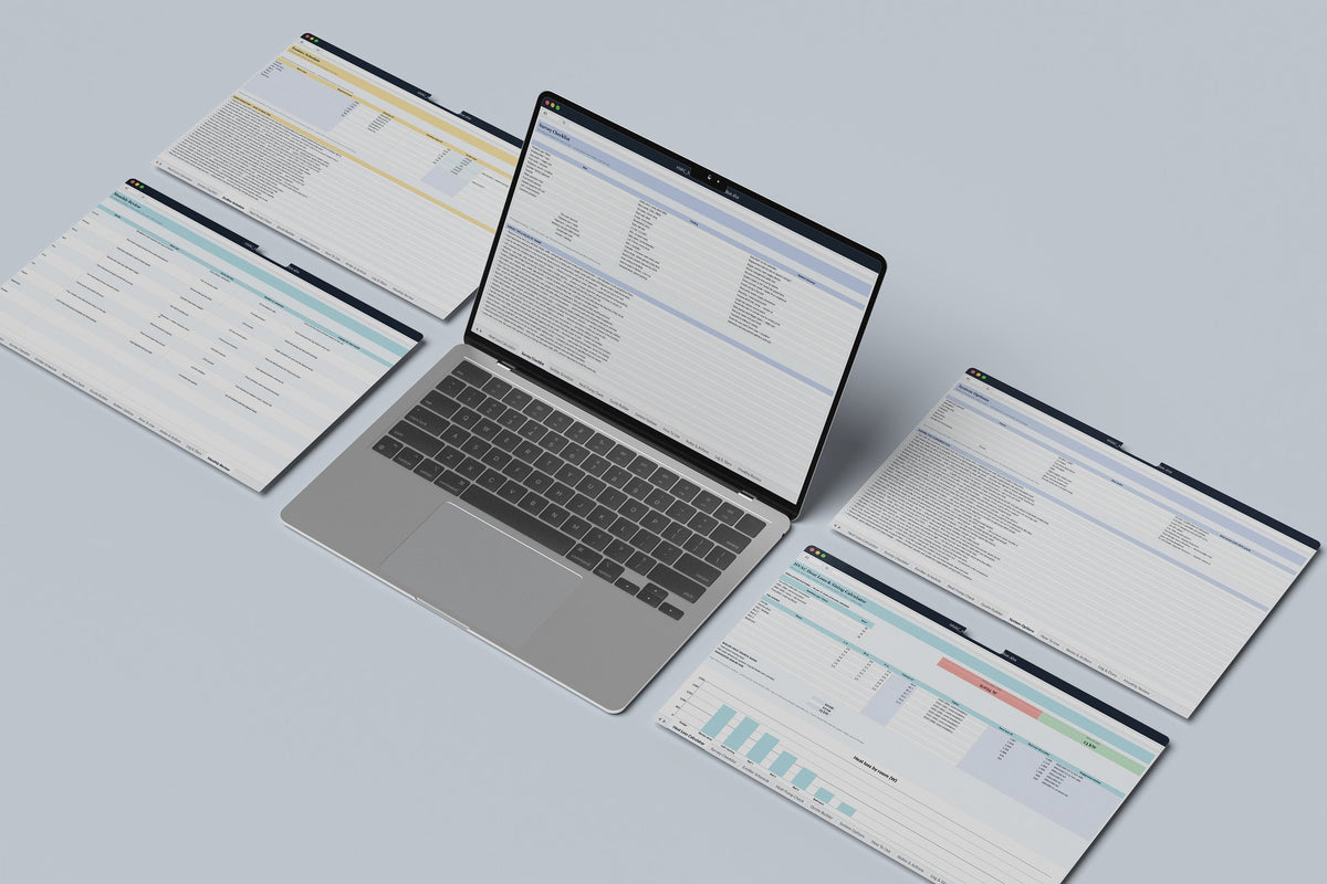 HVAC Heat Loss Calculator Excel template, Survey Checklist tab on a laptop screen