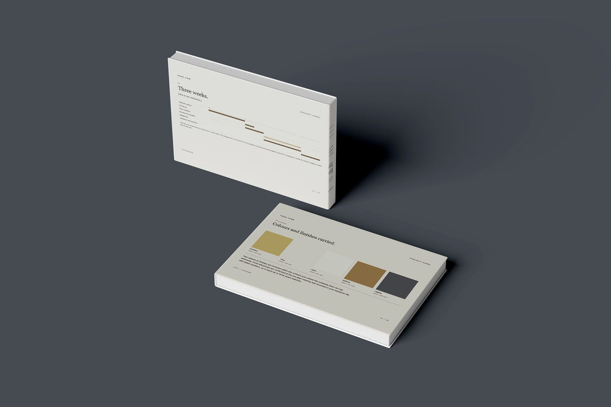 Insulation Installer Client Package, Oat colourway, floating books mockup