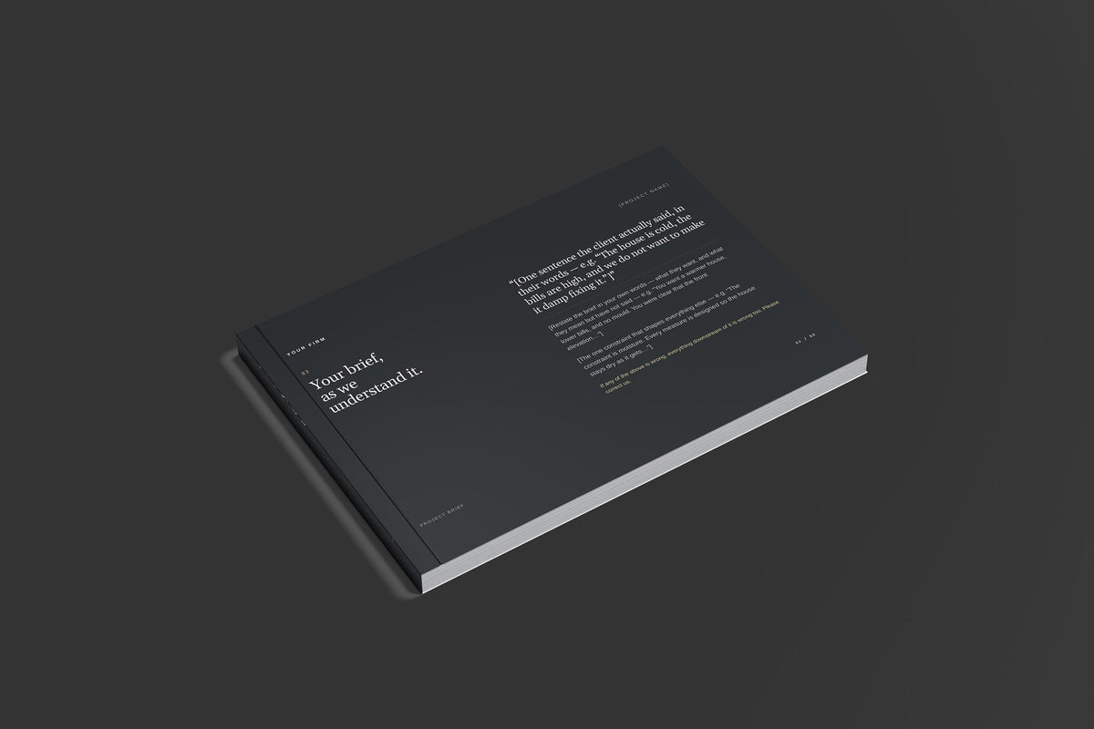 Insulation Installer Client Package, Slate colourway, closed magazine mockup