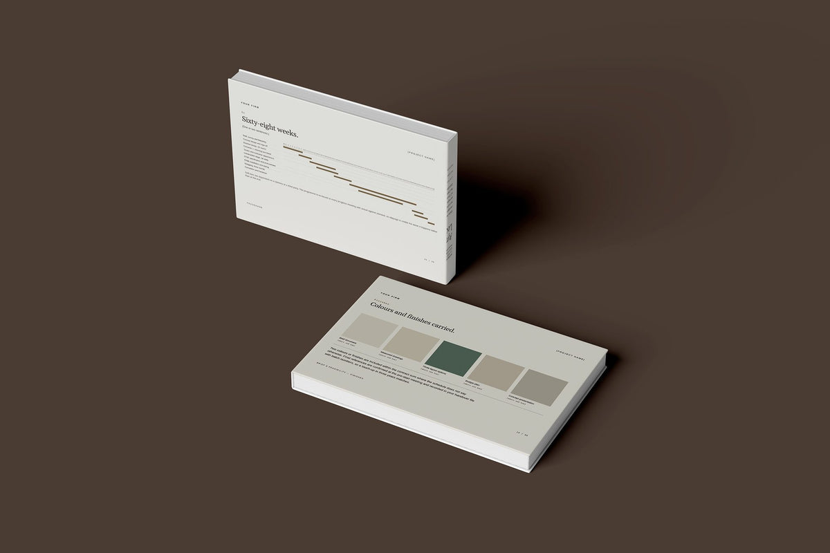 Interior Design Client Package, Oat colourway, floating books mockup
