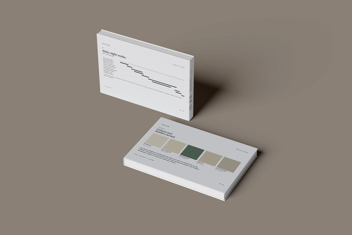 Interior Design Client Package, Slate colourway, floating books mockup