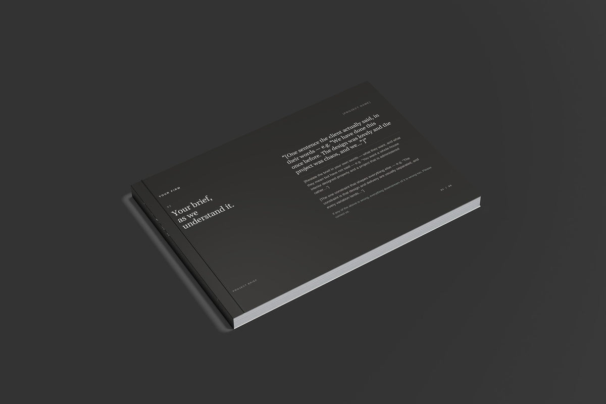 Interior Design Client Package, Standard colourway, closed magazine mockup