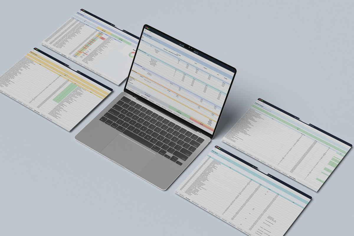 Job Costing and Quoting Calculator Excel template, Quote Calculator tab on a laptop screen