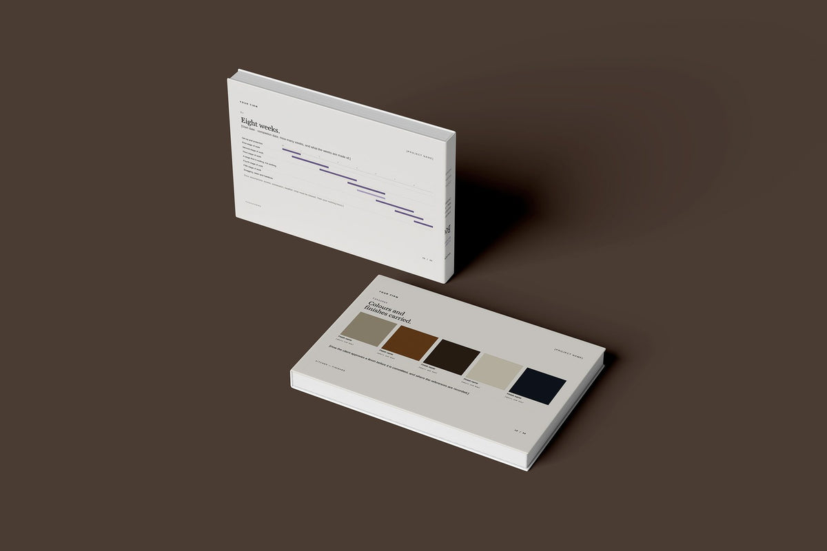 Kitchen and Bathroom Fitter Client Package, Standard colourway, floating books mockup