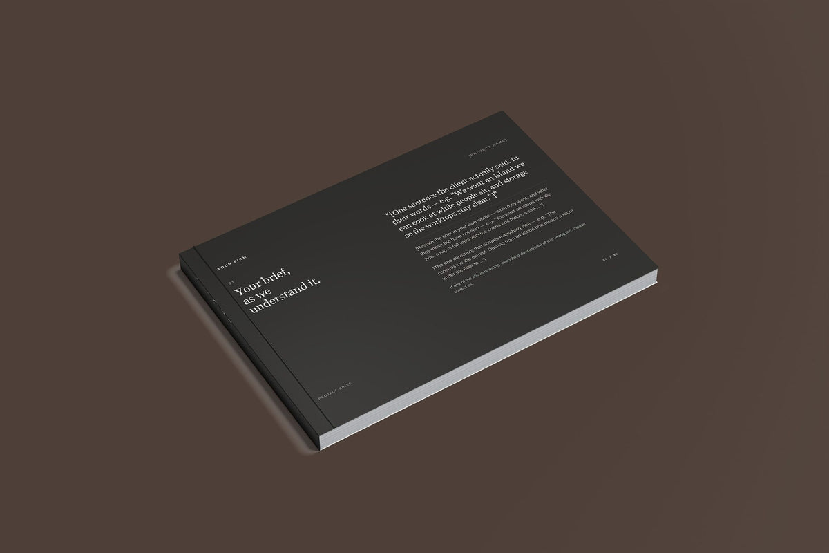 Kitchen Fitter Client Package, Standard colourway, closed magazine mockup