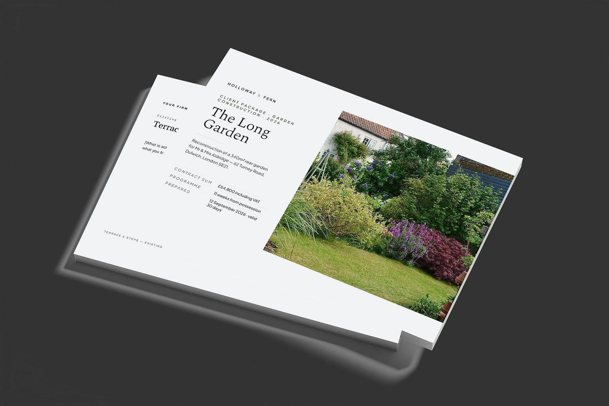 Landscaper Client Package, Slate colourway, stacked books mockup