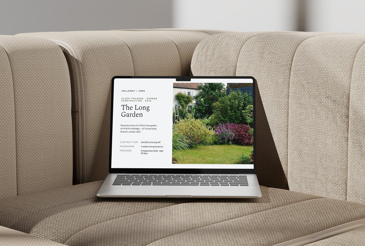 Landscaper Client Package, Slate colourway, laptop screen mockup