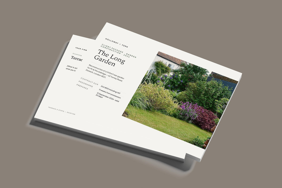 Landscaper Client Package, Standard colourway, stacked books mockup