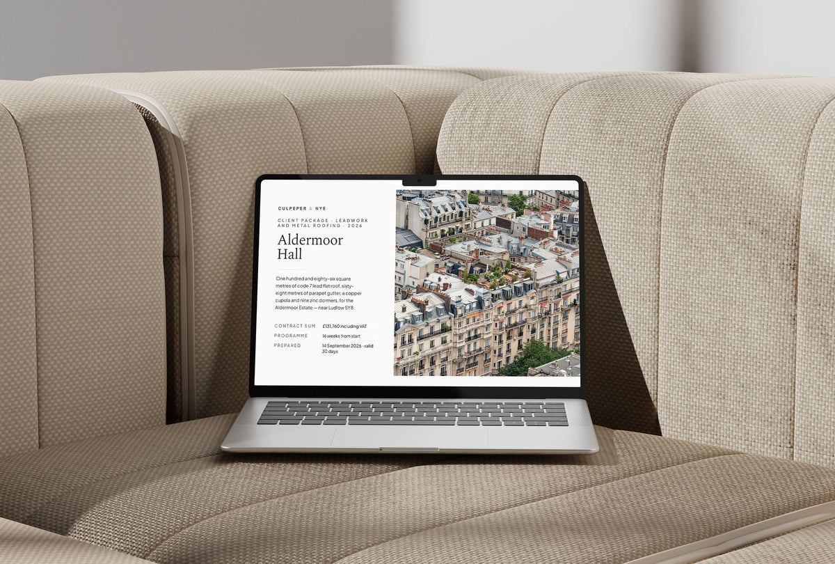 Leadwork Client Package, Ivory colourway, laptop screen mockup